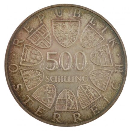 Ausztria 1986. 500Sch Ag 'Európai Biztonsági és Együttműködési Konferencia' kék műbőr tokban T:1- patina, ph Austria 1986. 500 Schilling Ag 'KSZE - European Conference on Security and Cooperation' in blue faux leather case C:AU patina,