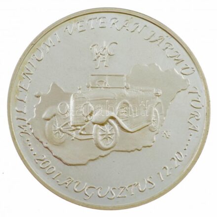 Kósa István (1953-) 2001. 'Milleniumi Veterán Jármű Túra / Veteran Auto Club - Hungary' kétoldalas jelzett fém emlékérem dísztokban (42mm) T:1- (PP) patina, ujjlenyomat