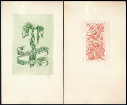 Nagy Árpád Dániel (1894-1959) 8 db klf ex libris. Rézkarcok, jelzettek. 8,5x5,5 cm