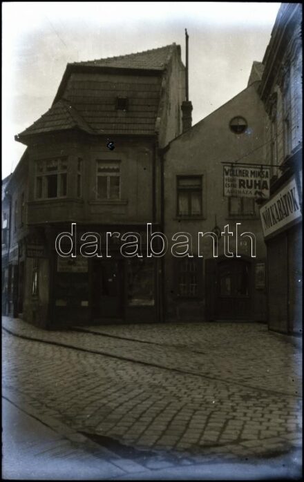 Sopron, Várkerület, 107 kötöde, Wollner ruhaüzlet, fotónegatív, 6×9 cm