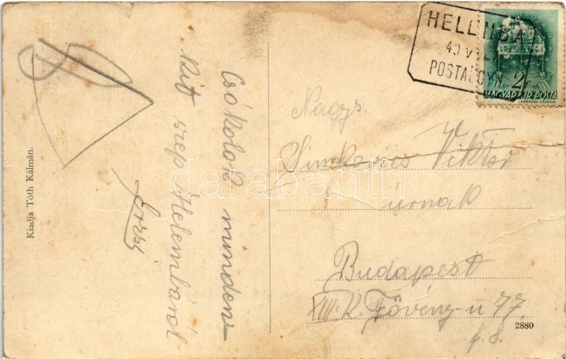 1940 Helemba, Hellenbach, Chlaba; Római katolikus templom és iskola. Tóth Kálmán kiadása / church and school + 'POSTAI ÜGYN.' (fa) - Image 2