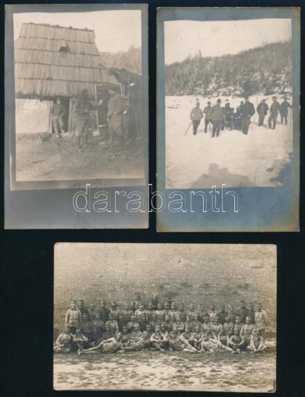 cca 1914-1918 Katonai fotólapok, I. vh., 3 db, 14×9 cm