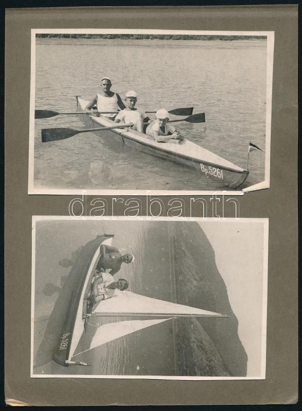 Evezősök, vitorlázók a Dunakanyarban, 4 db albumlapra ragasztott fotó, 9×13 cm - Image 2