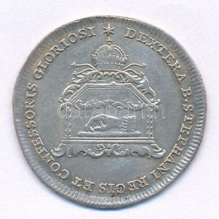 Habsburg Birodalom 1773. 'A Szent Jobb Ragusából Budára való hozatala' Ag emlékérem (3,82g/25mm) T:2- anyaghiba, fülnyom Habsburg Monarchy 1773. Commemorative Ag medallion of the transfer of the hand of Saint Stephan from Ragusa to Buda.