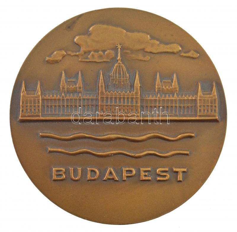 1975. 'Budapest / A magyar - szovjet határvízi Egyezmény 25. évfordulója emlékére 1950-1975' kétoldalas bronz emlékérem (70mm) T:2 patina, hátoldalon karc