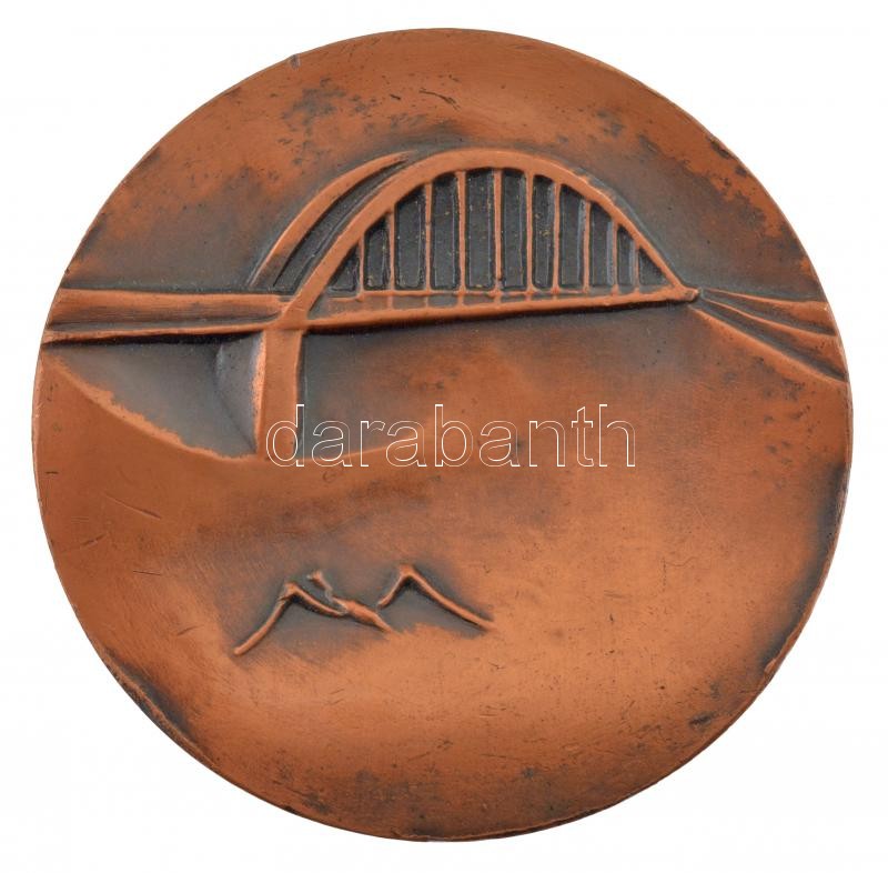 ~1970-1980. Kétoldalas bronz emlékérem, egyik oldalán Szeged város címere, másikon a Belvárosi híd (60mm) T:2 patina, ph. - Image 2