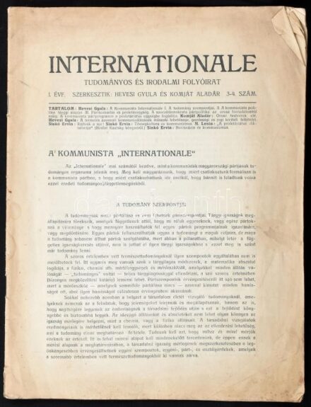 1919 Internationale kommunista folyóirat I. évf 3-4. száma