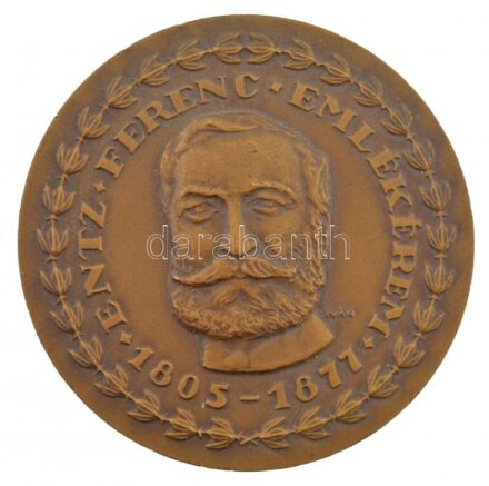 Iván István (1905-1968) ~1950-1960. 'Entz Ferenc emlékérem 1805-1877 / A kiváló munkáért - 1853' kétoldalas bronz emlékérem (60mm) T:1- patina, kis ph