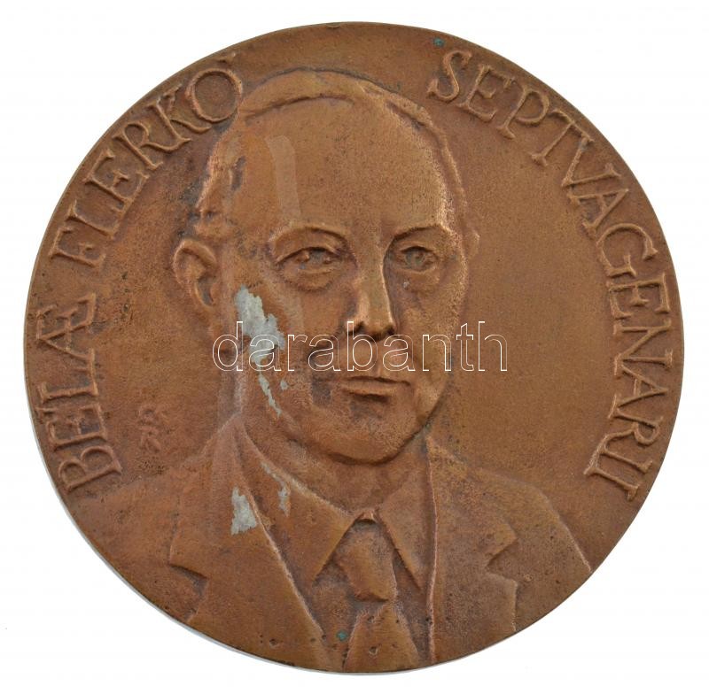 Csíkszentmihályi Róbert (1940-2021) 1994. 'BÉLAE FLERKÓ SEPTVAGENARII / DIEM NATALEM - ET PROFESSVRAM - TRIGINTA ANNORVM - CELEBRANTES - AMICI - XIV. VI. - MCMXCIV' kétoldalas öntött bronz emlékérem (69mm) T:2 patina, előoldalán