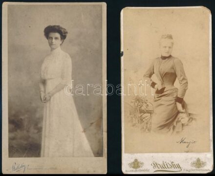 cca 1870-1910 Hölgyportrék, 3 db keményhátú fotó Strelisky műterméből, 7×15 és 21×13 cm közötti méretekben