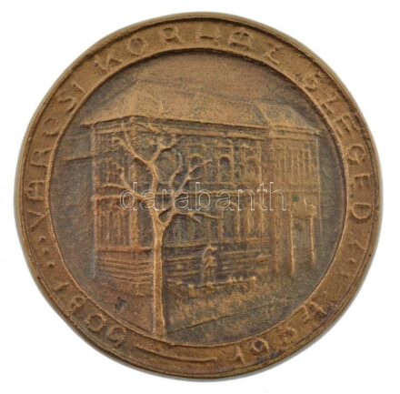 1954. 'Városi Kórház Szeged 1809-1954' egyoldalas bronz emlékérem (59mm) T:2 kis patina