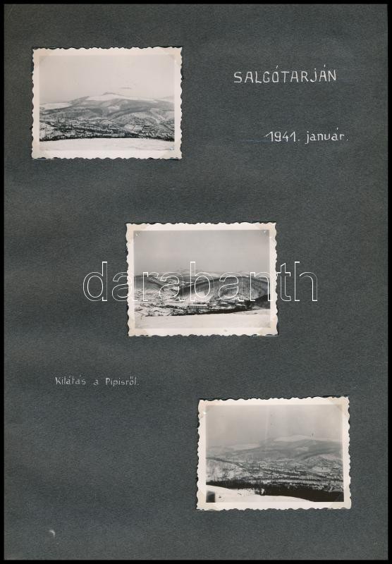 1940-1941 43 db feliratozott fénykép albumlapokon: Bükkzsérc, hősök emlékműve, Bogács, hősök emléke, Salgótarján, országzászló, dunyha piac, Somoskő, stb. - Image 3