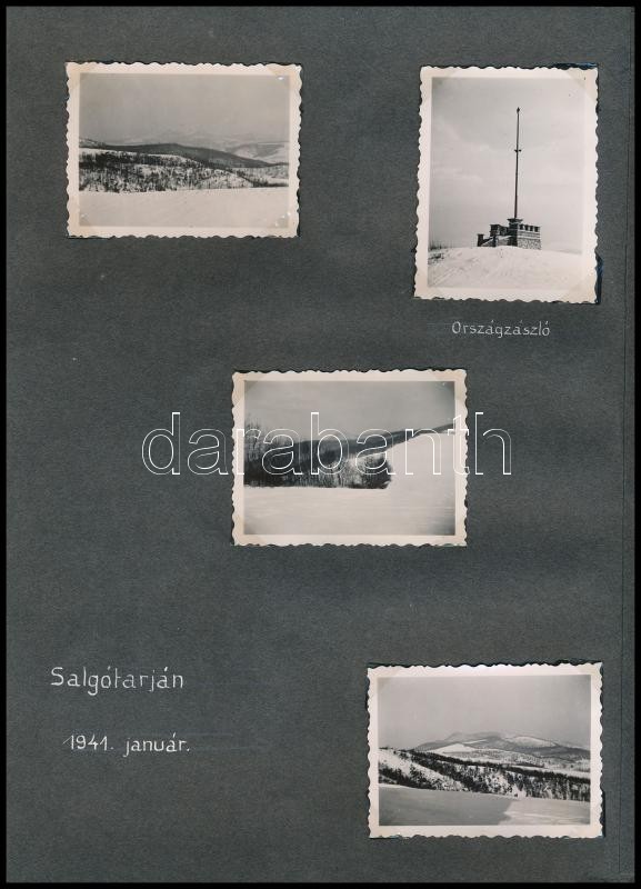 1940-1941 43 db feliratozott fénykép albumlapokon: Bükkzsérc, hősök emlékműve, Bogács, hősök emléke, Salgótarján, országzászló, dunyha piac, Somoskő, stb. - Image 4