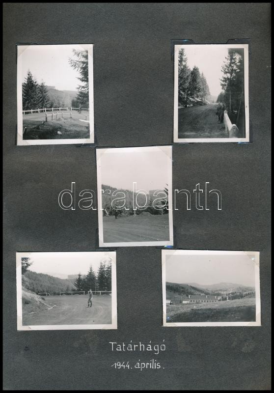 1944 45 db feliratozott fénykép albumlapokon: Rahó, katona, Tiszavölgy, Tiszaköz, orosz húsvét népviseletet viselő helyiekkel, stb. - Image 2