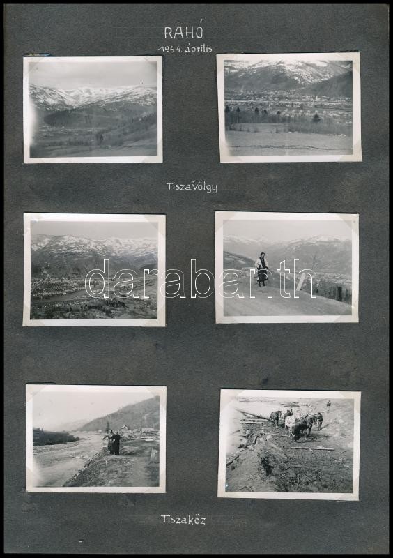 1944 45 db feliratozott fénykép albumlapokon: Rahó, katona, Tiszavölgy, Tiszaköz, orosz húsvét népviseletet viselő helyiekkel, stb. - Image 4