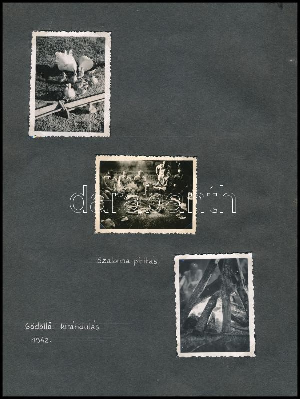 1942-1944 29 db feliratozott fotó albumlapokon: Gödöllő, kastély, faiskola, Vác, kirándulás, komp, Őrszentmiklós, Tihany, stb. - Image 3
