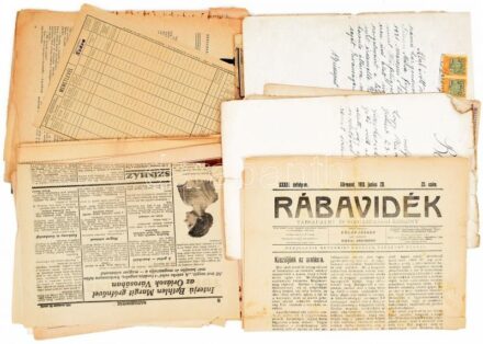 1910-1960 Kis vegyes okmány és újság tétel: Rába vidék, Körmend vidék egy-egy száma, néhány okmánybélyges okmány, egyéb újságok, kivágások