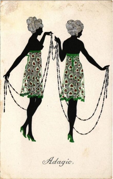 Adagio Tanz Silhouetten / Táncos sziluett / Dance silhouette. Moderne Kunst Paul Süss No. 317. (EK)