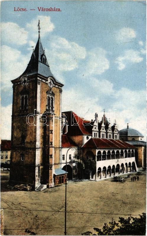 Lőcse, Levoca; városháza / town hall + 'LŐCSE PÁLYAUDVAR LEVÉLFELADÁS'