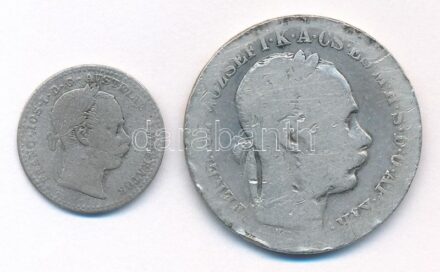 Ausztria 1868. 10kr Ag 'Ferenc József' + 18?? 1Fl Ag 'Ferenc József' lecsiszolva T:3,4 Austria 1868. 10 Kreuzer Ag 'Franz Joseph' + 18?? 1 Florin Ag 'Franz Joseph' sanded down C:F,G Krause KM#2206