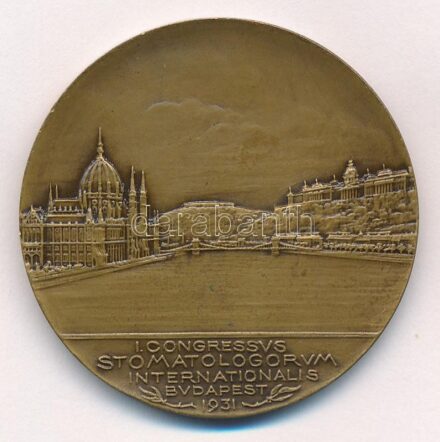 Berán Lajos (1882-1943) 1931. 'I. Nemzetközi Stomatológiai Kongresszus Budapest' kétoldalas bronz emlékérem (45mm) T:1- patina, kis ph HP.: 1331.
