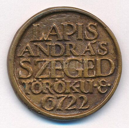 Lapis András (1942-) DN 'Lapis András Szeged, Török u. 3. 6722' kétoldalas bronz névjegyérem (30mm) T:1- kis ph