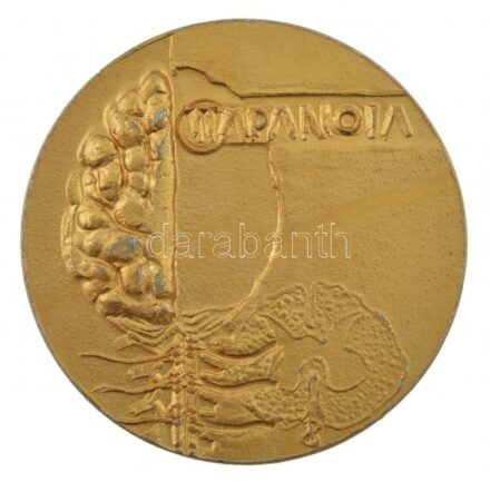 Peternák Gusztáv (1928-2003) 1980. 'A Magyar Ideg és Elmeorvosok Társasága Tiszántúli tagozatának tudományos ülése - Esztergom 1980. 06.10-12' kétoldalas aranyozott Al emlékérem (45mm) T:1- kissé kopott aranyozás, kis ph