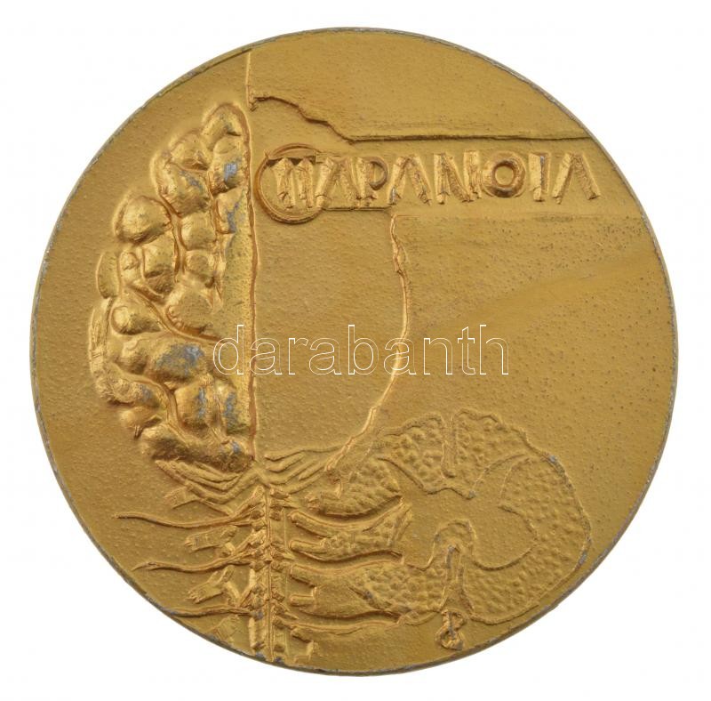 Peternák Gusztáv (1928-2003) 1980. 'A Magyar Ideg és Elmeorvosok Társasága Tiszántúli tagozatának tudományos ülése - Esztergom 1980. 06.10-12' kétoldalas aranyozott Al emlékérem (45mm) T:1- kissé kopott aranyozás, kis ph