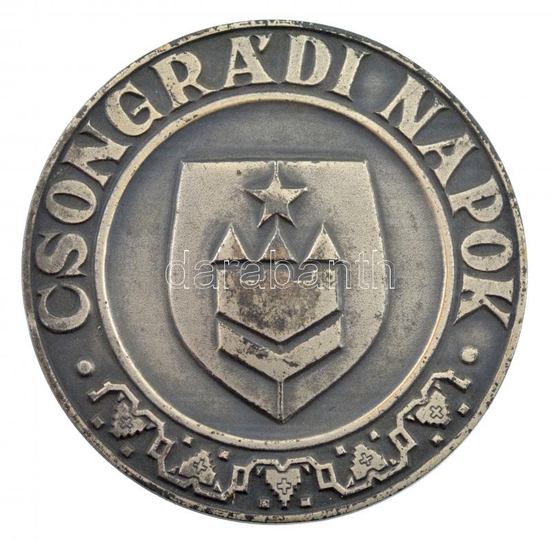 1977. 'Csongrádi Napok' kétoldalas ezüstözött bronz emlékérem (60mm) T:2 kopott ezüstözés