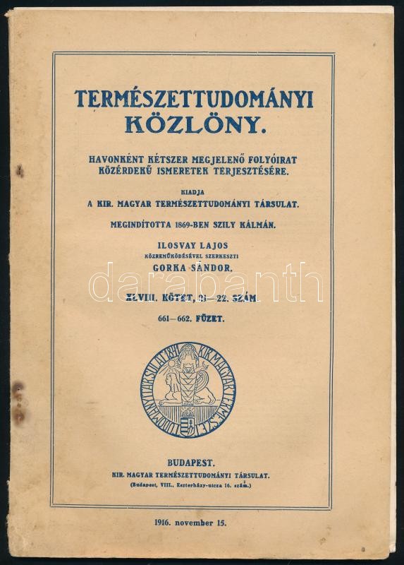 1916 Természettudományi Közlöny 2 száma, az egyik szakadozott. - Image 2