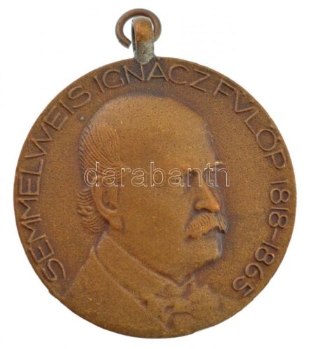 1968. 'Semmelweis Ignácz Fülöp 1818-1865 / Septimana Solemnis Semmelweis Budapest 1968' kétoldalas bronz emlékérem füllel (30,5mm) T:1- ph