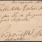 1888 Patzona M. Budapest, Hatvani utcai csizma- és cipőáruk kereskedésének reklámkartonja, hátoldalon kézzel írt számlával, saját kezű aláírásával - Image 2