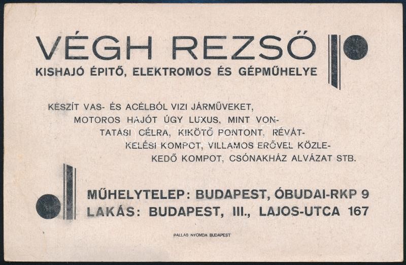 cca 1928 Végh Rezső óbudai kishajóépítő képes kétoldalas reklámkiadványa - Image 2