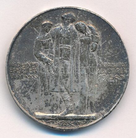 Körmendi-Frimm Jenő (1886-1959) 1915. 'Had- és Népegészségügyi Kiállítás Budapest 1915' egyoldalas ezüstözött bronz emlékérem (36mm) T:2 lekopott ezüstözés HP 2334.