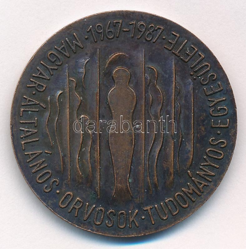 1987. 'Magyar Általános Orvosok Tudományos Egyesülete 1967-1987 / Országos Jubileumi Kongresszus - Balatonfüred 1987. május 21-24' kétoldalas bronz emlékérem (36mm) T:2 patina