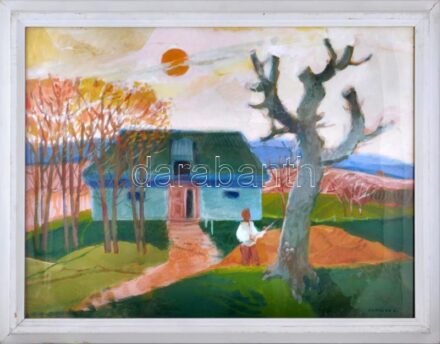 Luzsicza Lajos (1920- 2005): Présház. Plextol, farost, jelezve jobbra lent. Hátoldalán autográf felirattal és Képcsarnok Vállalat kissé hiányos címkéjével. Üvegezett fakeretben. 60×80 cm / plextol on fibre board, signed lower right,