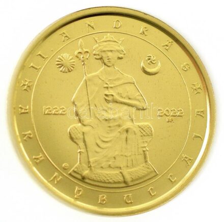 2022. 10.000Ft Au 'II. András Aranybullája' kapszulában, tanúsítvánnyal (0,5g/0.999) T:BU Hungary 2022. 10.000 Forint Au 'Golden Bull of 1222' in capsule (0,5g/0.999) C:BU