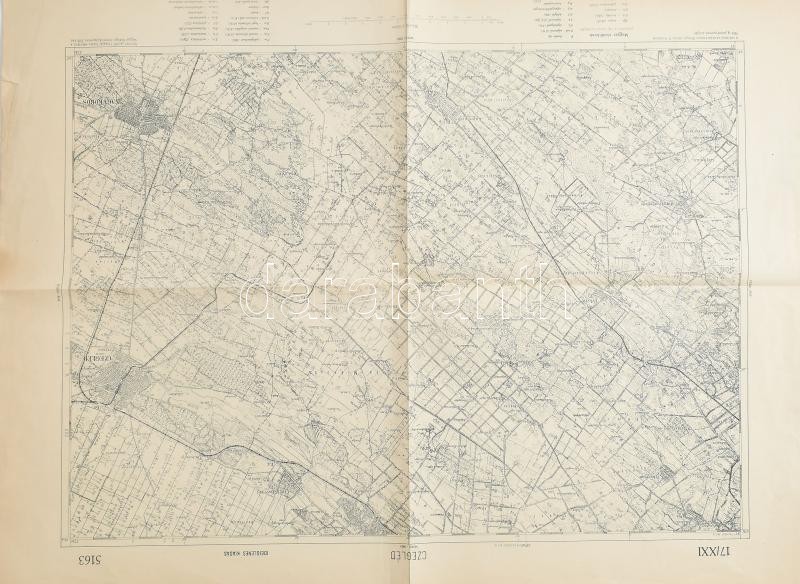 1919 Cegléd és környékének térképe, ideiglenes kiadás, 1:75.000, 47x63 cm