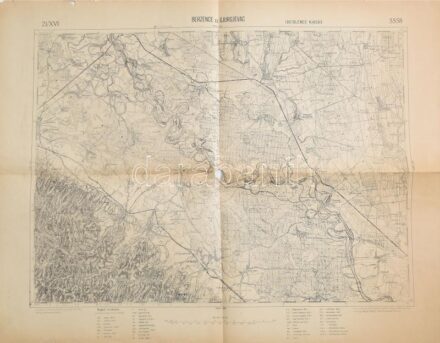 cca 1919 Berzence és Gjurgjevac és környékének térképe, ideiglenes kiadás, 1:75.000, Bp., Magyar Földrajzi Intézet, szakadt, sérült, 50x63 cm