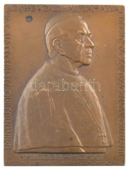 Beck Ö. Fülöp (1873-1945) 1912. 'EMINENTISSIMO ARCHIPRAESVLI SVO JOSEFO CARDINALI SAMASSA MVNERIS SACRA SEXAGENARIA CELEBRANTI MDCCCLII-MCMXII DEVOTO.AC.GRATO.ANIMO.DICAT.METROP.CAPIT.AGRIENSE (Samassa József egri érsek gyémántmiséje
