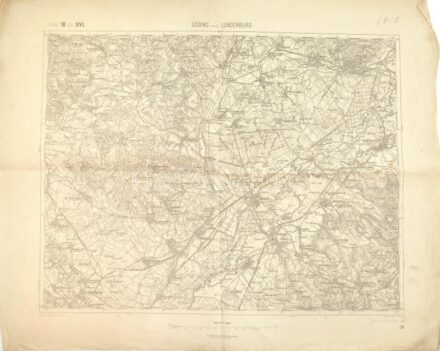 cca 1914 Göding és Lundenburg, 1:75.000, Wien, K. u. K. Militärgeographisches Institut, hajtott, 48x61 cm