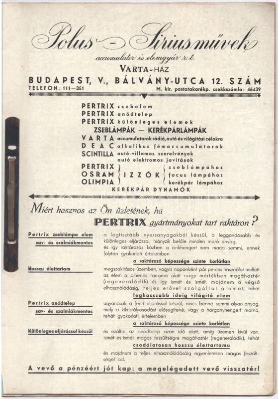 cca 1930 Pertrix szárazelemek képes termékkatalógus 22p. + 6 db számolócédula - Image 2