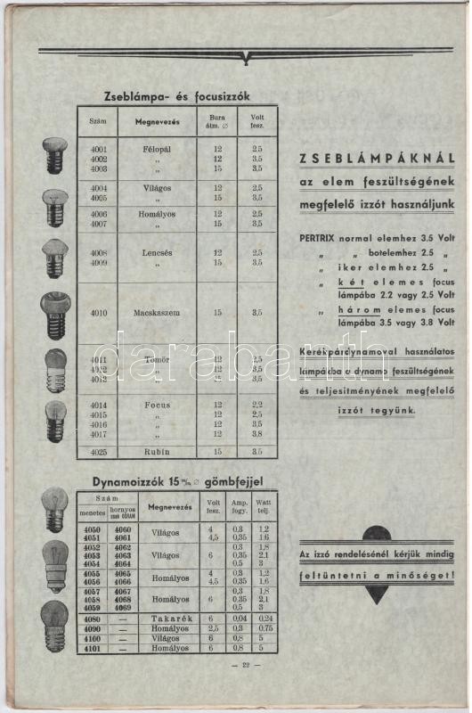 cca 1930 Pertrix szárazelemek képes termékkatalógus 22p. + 6 db számolócédula - Image 3