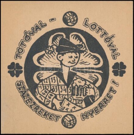 cca 1960 Totó-Lottó reklám nyomtatvány kartonon 14x14 cm