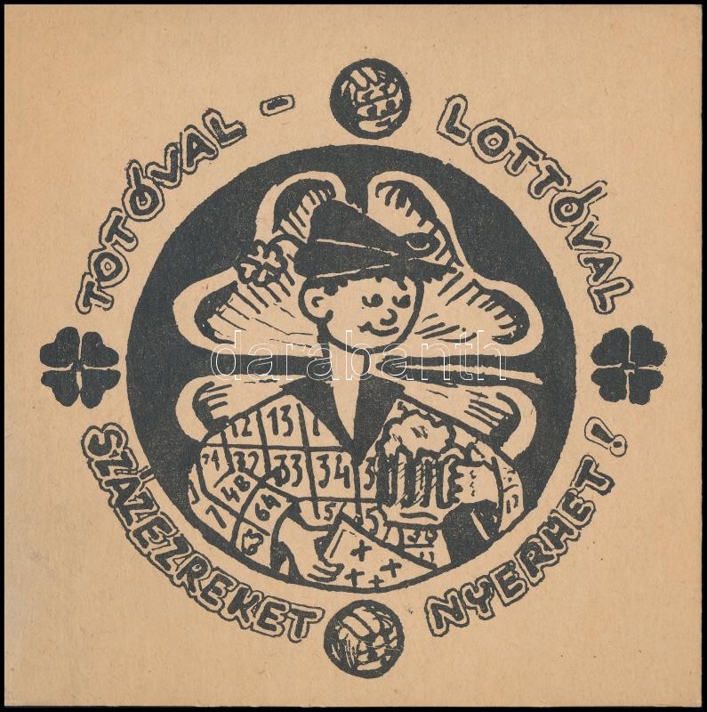 cca 1960 Totó-Lottó reklám nyomtatvány kartonon 14x14 cm