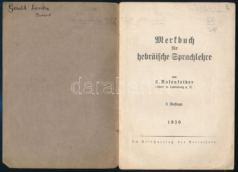 cca 1930 Héber nyelvtanuló füzet - Image 2
