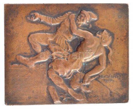 Reményi József (1887-1977) 1931. 'Dugovics Titusz' bronz emlékplakett (50x62mm) T:2 ph. HP 2210.