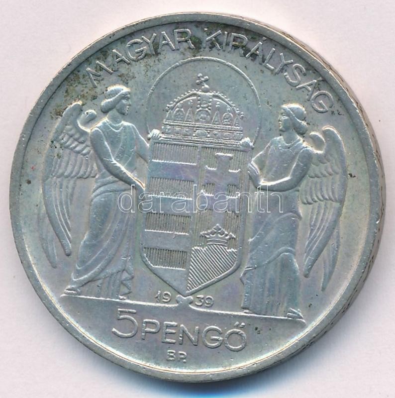1939. 5P Ag 'Horthy balra' T:1-,2 patina Adamo P8.2 - Image 2