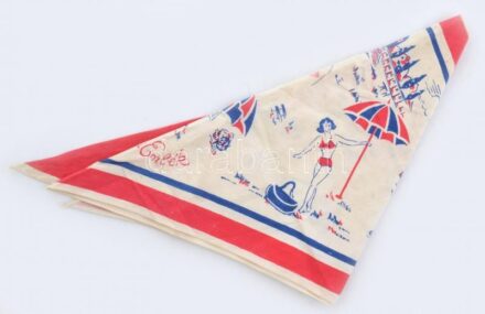 cca 1970 Retró 'Balatoni Emlék' kendő, 46x99 cm