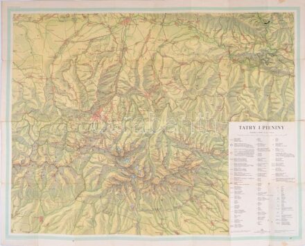 1969 Tátra térkép, Tatry i Pieniny, 1:75.000, Warszawa, Wydawnictw Kartograficznych, hajtott, 70x84 cm